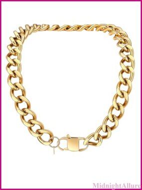 Chunky Cuban Link Chain Necklace 14K Gold Stainless Steel 16mm 18in Lobster